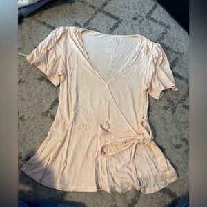 American Eagle Outfitters Light Pink Wrap Blouse